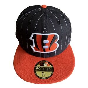 Cincinnati Bengals New Era 59FIFTY Fitted Hat Sz 7 1/2 Pin Stripe 50 Seasons NWT